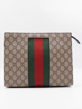 CJ14 ❤️ Gucci Brown GG Supreme Web Clutch
